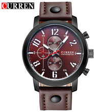 Load image into Gallery viewer, CURREN  Brown leather stylish sport watch