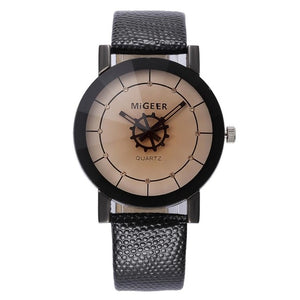 MIGEER 2019  luxury wrist watch with black leather belt