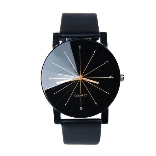 Stylish design men's wrist watch with leather belt