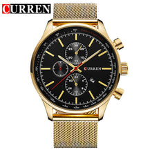Load image into Gallery viewer, CURREN  gold mesh belt men wrist watch