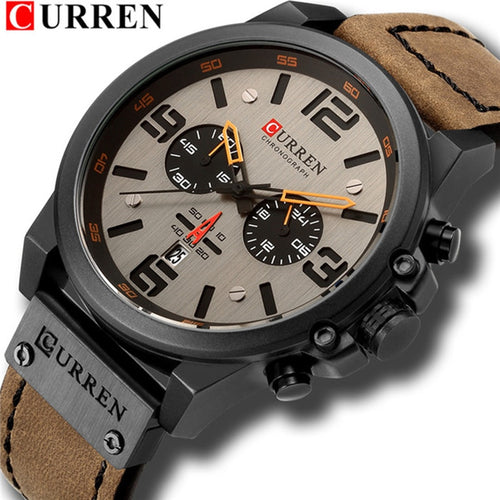 CURREN  Men's Military Leather Wrist Watch