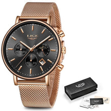 Load image into Gallery viewer, Gold blue high quality waterproof wrist watch