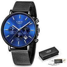 Load image into Gallery viewer, Gold blue high quality waterproof wrist watch