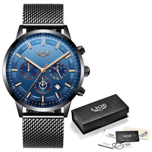 Load image into Gallery viewer, Relogio LIGE Mens Watches Top Brand Luxury Casual Quartz Wristwatch Men Fashion Stainless Steel Waterproof Sport Chronograph+Box