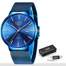 Load image into Gallery viewer, Relogio LIGE Mens Watches Top Brand Luxury Casual Quartz Wristwatch Men Fashion Stainless Steel Waterproof Sport Chronograph+Box