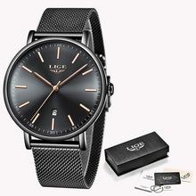 Load image into Gallery viewer, Relogio LIGE Mens Watches Top Brand Luxury Casual Quartz Wristwatch Men Fashion Stainless Steel Waterproof Sport Chronograph+Box