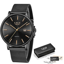 Load image into Gallery viewer, Relogio LIGE Mens Watches Top Brand Luxury Casual Quartz Wristwatch Men Fashion Stainless Steel Waterproof Sport Chronograph+Box