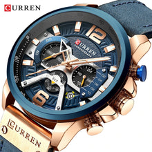Load image into Gallery viewer, CURREN  blue leather men sport watch