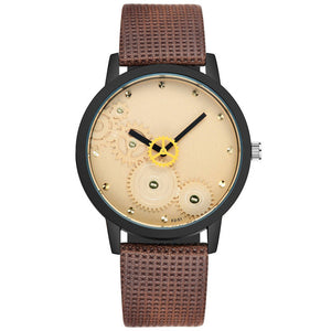 Black leather stylish design men wrist watch