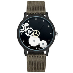 Black leather stylish design men wrist watch