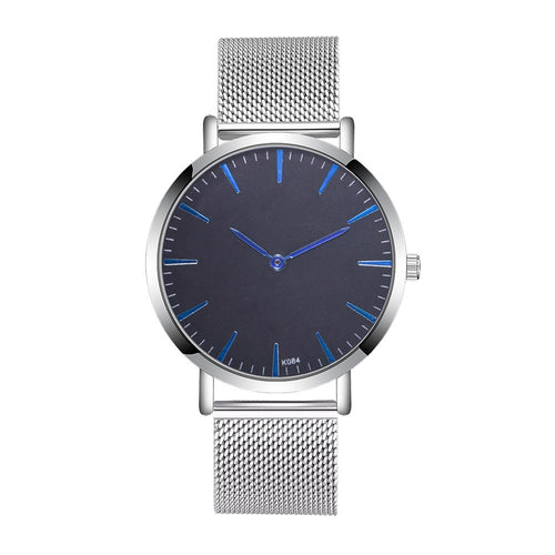 Gray steel belt casual wrist watch