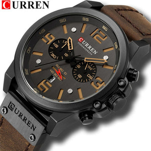 CURREN  Men's Military Leather Wrist Watch