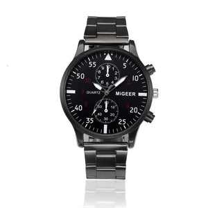 MIGEER  Stainless Steel Crystal Men Wrist Watch Business Clock