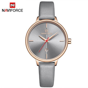 NAVIFORCE  stylish woman watch on pink leather wrist