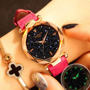 starry sky purple wristwatch