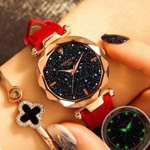 starry sky purple wristwatch