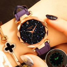 Load image into Gallery viewer, Starry Sky Color Leather Wrist Watch RED