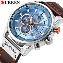 Load image into Gallery viewer, CURREN  blue leather belt business clock