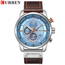 Load image into Gallery viewer, CURREN  blue leather belt business clock