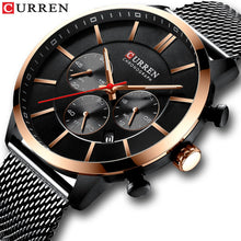 Load image into Gallery viewer, CURREN new  men&#39;s sports watch with black mesh belt