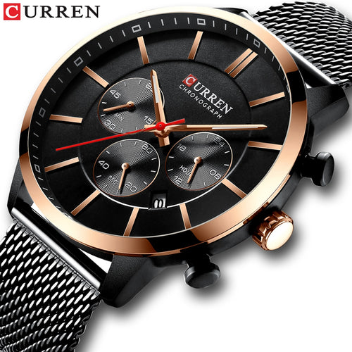 CURREN new  men's sports watch with black mesh belt