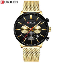 Load image into Gallery viewer, CURREN new  men&#39;s sports watch with black mesh belt