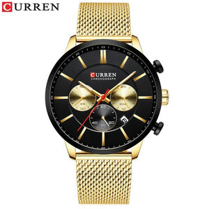 CURREN new  men's sports watch with black mesh belt