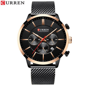 CURREN new  men's sports watch with black mesh belt