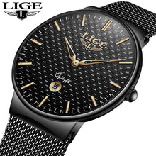 Load image into Gallery viewer, Men's wrist watch with black mesh belt