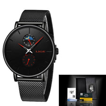 Load image into Gallery viewer, Black mesh belt casual wrist watch
