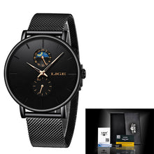 Load image into Gallery viewer, Black mesh belt casual wrist watch